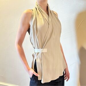 RICK OWENS Beige Halter Wrap Top Size 8 US🌸